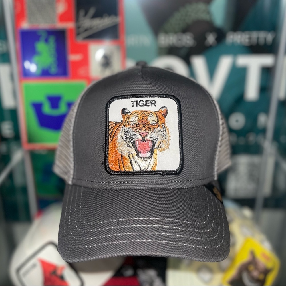 Gray Tiger Embroidered Cap